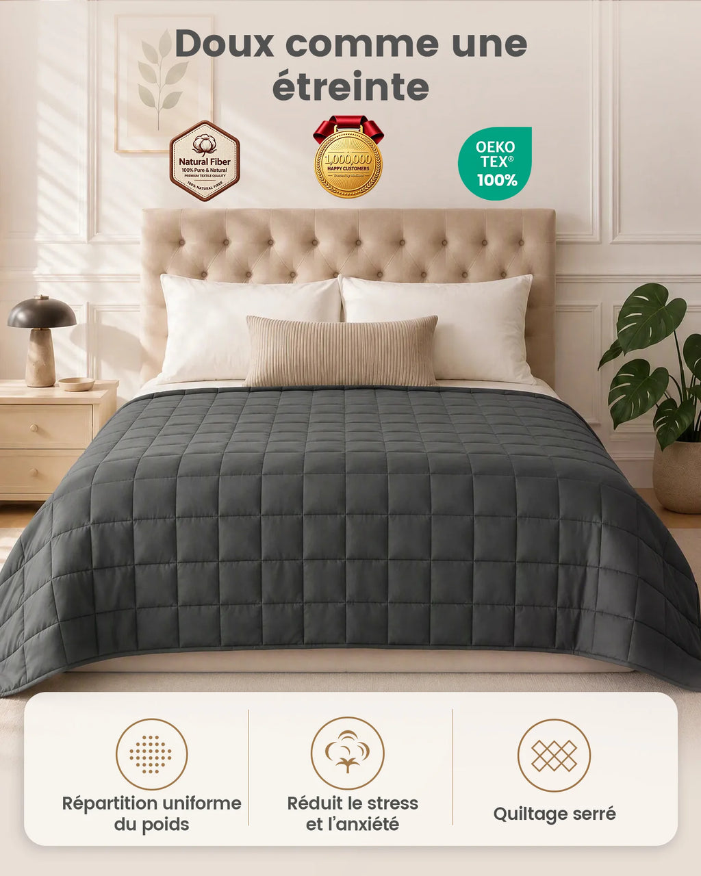 Couverture Lestée Adulte – Douce et Enveloppante – 4 à 8 kg